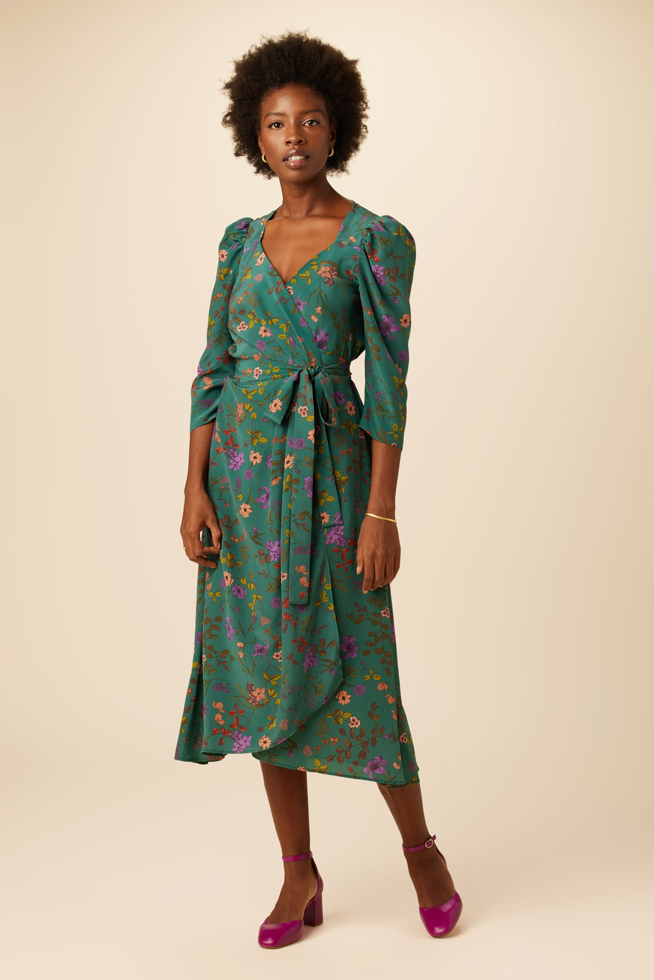 Maribel Washable Silk Wrap Dress - Genoa Floral